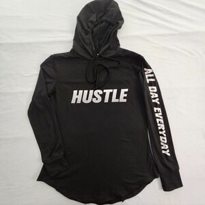 Hustle All Day Infinite Performance Black Hooded Long Sleeve Top Women's S